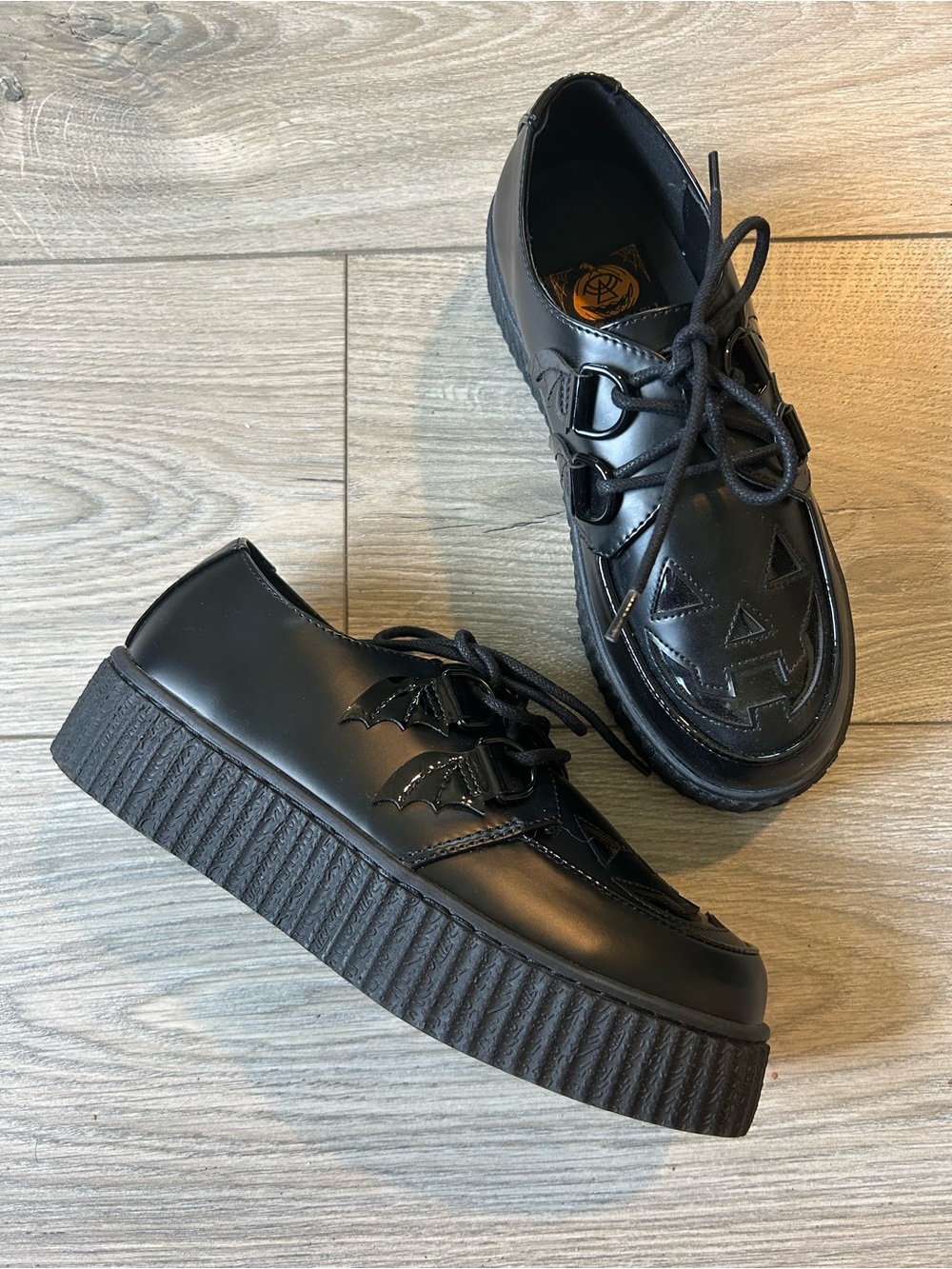 Strange Cvlt Krypt Creepers Jack O Lantern Black Platforms Size 6